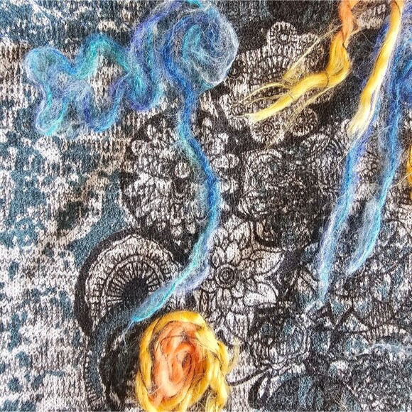 India Factory Hand-Painted Tunic Cowl Neck Art Top Size M One Of A Kind Piece - Picture 4 of 16